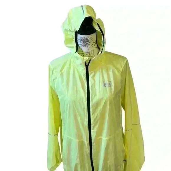 REI Lightweight Running Jacket 💛 Neon Florescent Yellow - Picture 3 of 6
